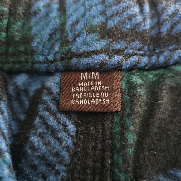 Men's Fleece Plaid Pajama Bottoms | Size M | Blue, Black, Green - Picture 5 of 16